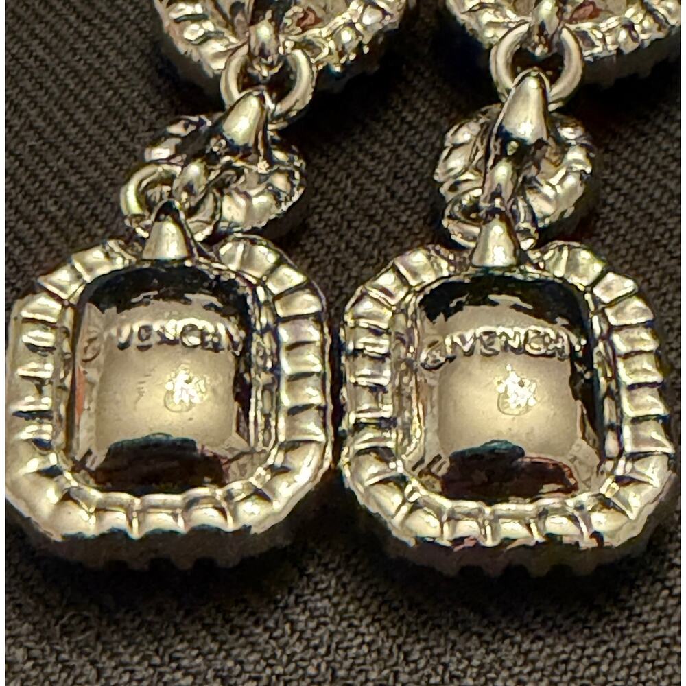 Glamorous Givenchy Stone Linear Drop Earrings large emerald-cut crystals 3”h - Picture 4 of 8